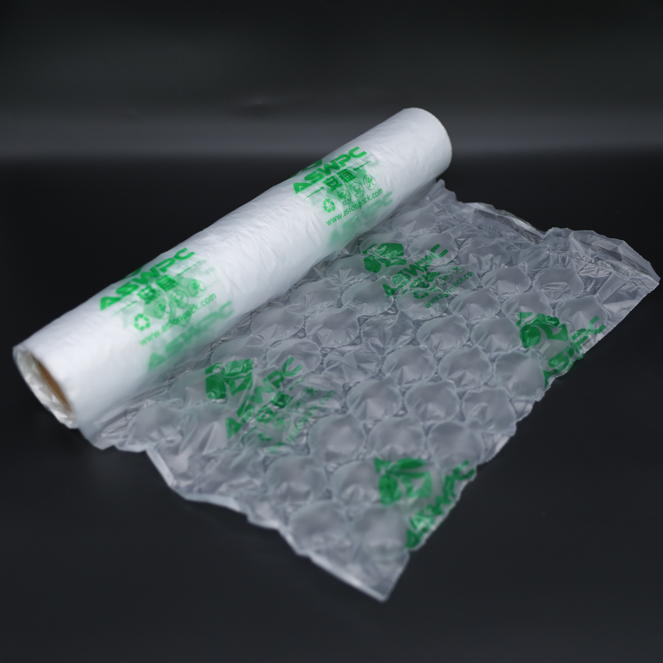 Película de colchón de aire de plástico transparente para productos de vidrio